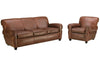 Image of Leather Furniture Parker Rolled Leather Sofa And Recliner Two Piece Set