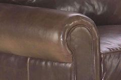Rockefeller 85 Inch Traditional Leather Pillowback Sofa