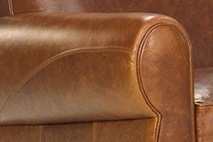 Tribeca Rustic Leather Rolled Tight Back 2 Seat Cigar Loveseat