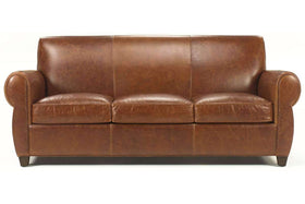 Tribeca 83 Inch Rustic Rolled Tight Back Leather Cigar Sofa