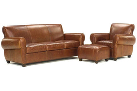 Leather Furniture Tribeca Rustic Three PIece Leather Queen Sleeper Sofa Set