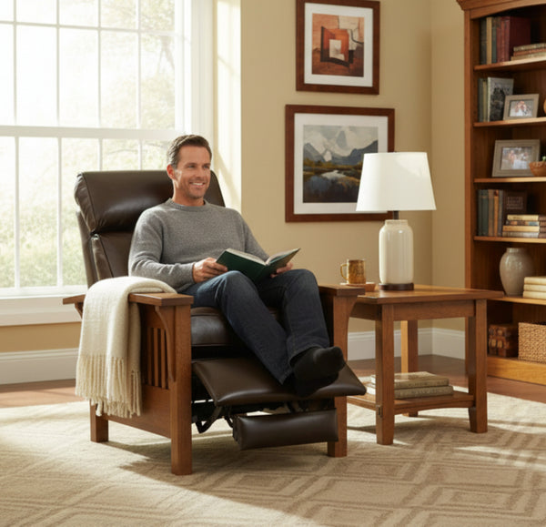 Aldrich Arts And Crafts Style Mission Leather Recliner Chair