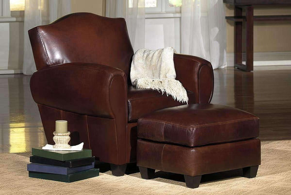 Parisian Camel Back Leather Reclining Chair