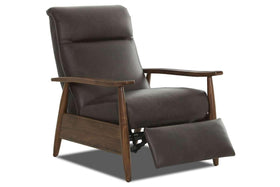 Peter Mid-Century Modern Leather And Wood Recliner Chair