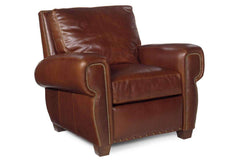 Weston Rustic Leather Pillow Back Recliner With Nails