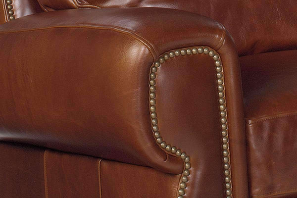 Leather Recliner Weston Rustic Leather Pillow Back Recliner With Nails