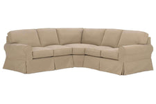 Camden Slipcovered Sofa Sectional With Dressmaker Skirt