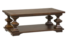 Lucca I Kona Brown Spanish Style Cocktail Table With Lower Storage Shelf
