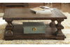 Image of Lucca I Kona Brown Spanish Style Cocktail Table With Lower Storage Shelf
