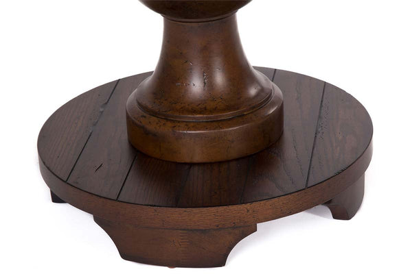 Lucca I Kona Brown Spanish Style Round End Table With Pedestal Base