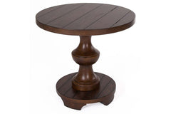 Lucca I Kona Brown Spanish Style Round End Table With Pedestal Base
