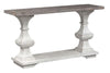 Image of Lucca II Spanish Style Whitewashed Sofa Table With Lower Storage Shelf