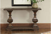 Image of Lucca I Kona Brown Spanish Style Sofa Table With Lower Storage Shelf