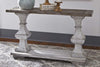 Image of Lucca II Spanish Style Whitewashed Sofa Table With Lower Storage Shelf