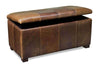 Image of Lyle 40 Inch Long Leather Upholstered Patchwork Chest Ottoman With Storage