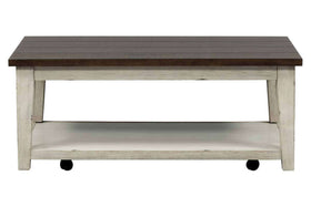 Lyndhurst Rectangular Weathered White Base With Plank Top Coffee Table
