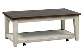 Lyndhurst Rectangular Weathered White Base With Plank Top Coffee Table
