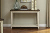 Image of Lyndhurst Sofa Table With Distressed White Wood Base And Weathered Bark Plank Top