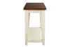Image of Lyndhurst Sofa Table With Distressed White Wood Base And Weathered Bark Plank Top
