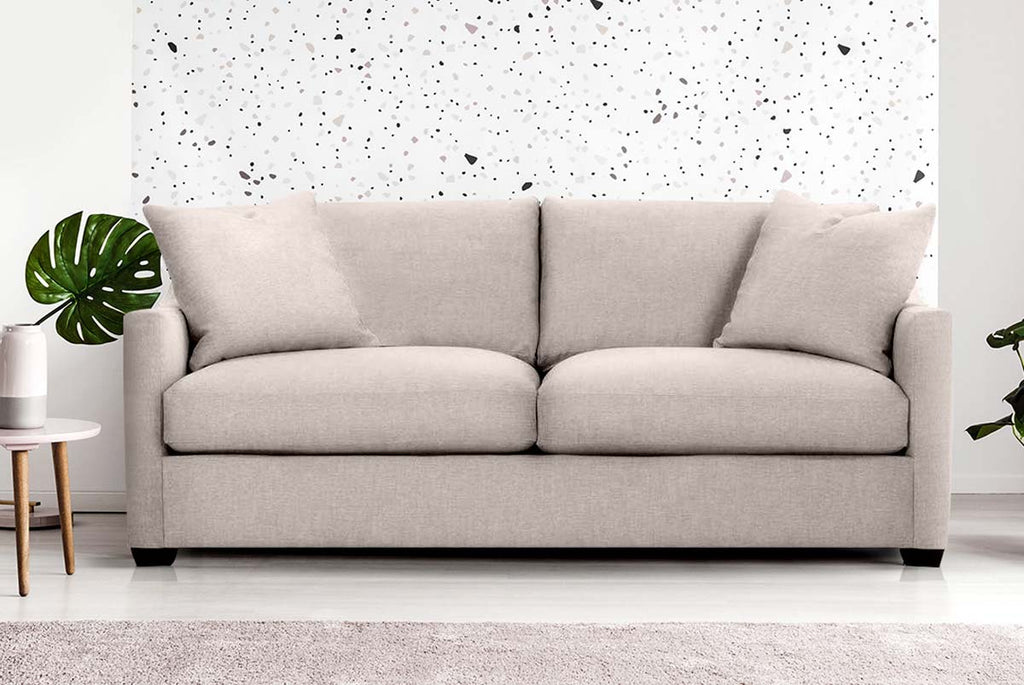Macy 88 Inch Fabric Upholstered 2 Cushion Track Arm Sofa