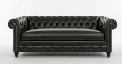 Manchester 88 Inch Leather Button Tufted Chesterfield Bench Seat Sofa