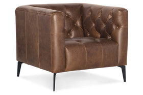 Mariano Quick Ship Tufted Tight Back Leather Club Chair