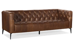Mariano 84 Inch Tufted Top Grain Leather Tight Back Sofa