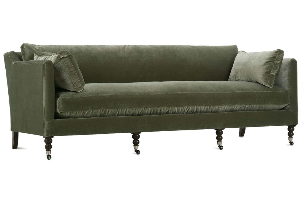 Marjorie 90 Inch Quick Ship Single Bench Seat Sage Green Velvet Sofa