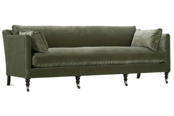 Marjorie "Quick Ship" 90 Inch Single Bench Seat Green Velvet Sofa