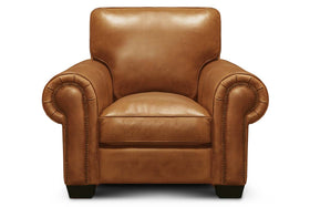 Marshall Traditional Leather Club Chair With Nailheads