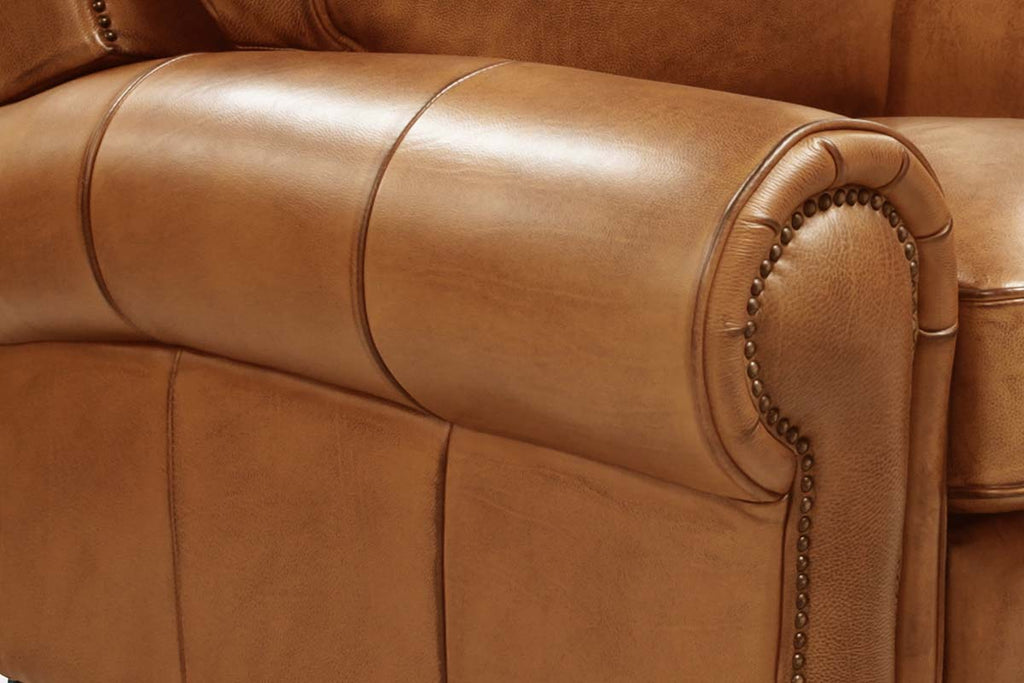 Marshall Traditional Leather Rolled Arm Club Chair Recliner
