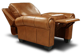 Marshall Traditional Leather Rolled Arm Club Chair Recliner