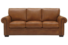 Marshall "Quick Ship" 90 Inch Traditional Leather Roll Arm Sofa With Nailheads
