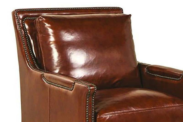 Melvin Saddle "Quick Ship" Leather SWIVEL Accent Chair