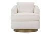 Image of Misty Fabric Swivel Chair With Aged Brass Metal Base