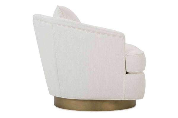 Misty Fabric Swivel Chair With Aged Brass Metal Base