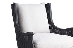 Newberry Black "Quick Ship" Fabric Accent Chair With Decorative Cane / Wood Base