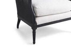 Newberry Black "Quick Ship" Fabric Accent Chair With Decorative Cane / Wood Base