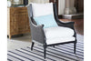 Image of Newberry Black "Quick Ship" Fabric Accent Chair With Decorative Cane / Wood Base