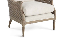 Newberry Natural "Quick Ship" Fabric Accent Chair With Decorative Cane / Wood Base