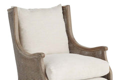 Newberry Natural "Quick Ship" Fabric Accent Chair With Decorative Cane / Wood Base
