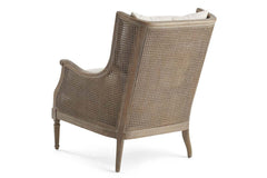 Newberry Natural "Quick Ship" Fabric Accent Chair With Decorative Cane / Wood Base