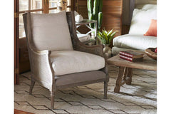 Newberry Natural "Quick Ship" Fabric Accent Chair With Decorative Cane / Wood Base