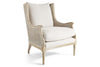 Image of Newberry White Wash Natural Fabric Accent Chair With Decorative Cane / Wood Base - OUT OF STOCK 10/15/23
