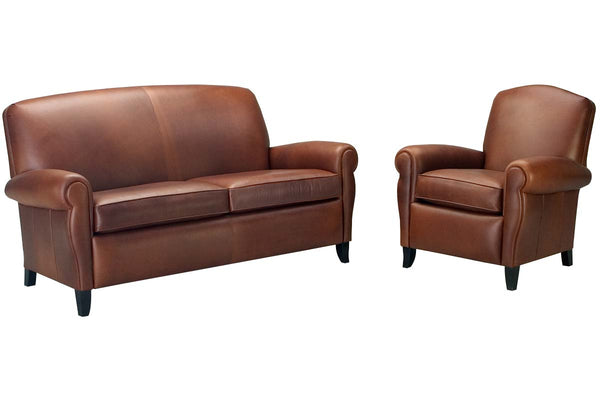 Newport Leather Full Studio Sleeper Sofa & Recliner Set