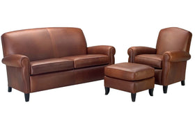 Newport "Designer Style" Leather Full Sleeper Studio Sofa Set