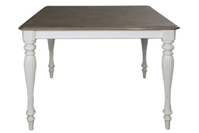 Beaufort 5 Piece White With Nutmeg Top Gathering Square Leg Dining Table Set With Slat Back Chairs