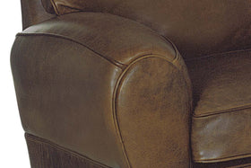 Orleans 83.5 Inch Vintage Leather French Club Sofa