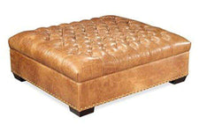 Anderson 48 Inch Square Large Button Tufted Chesterfield Leather Ottoman