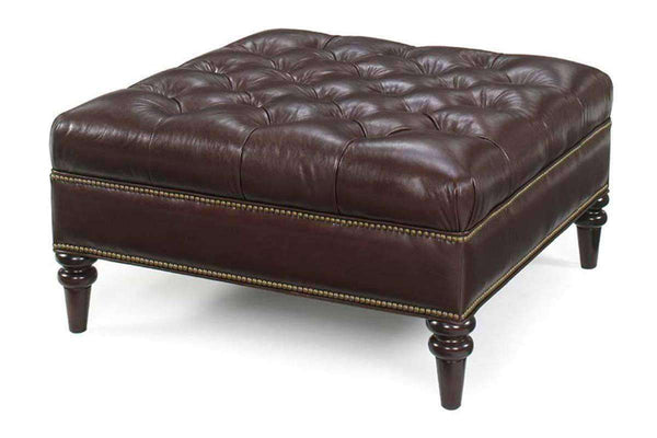 Oxford 39 Inch Square Deep Button Tufted Ottoman With Nailhead Trim